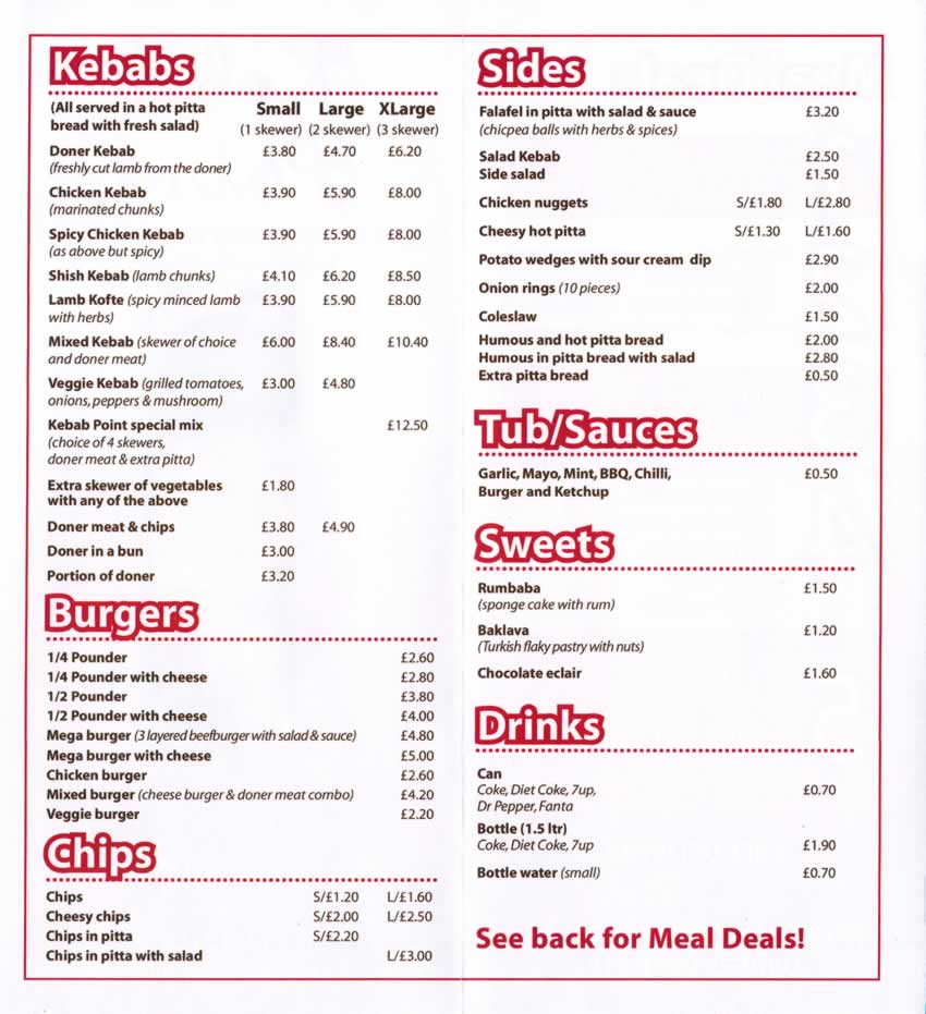 Kebab Point  Menu Hemel Hempstead